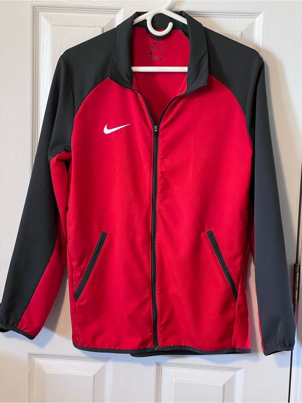 Nike Dri-FIT Red Black Full Zip Track Training Jacket Small
